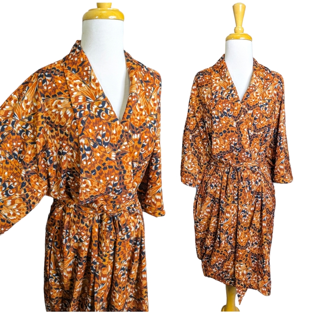 Alexia Admor Orange Patterned Long Sleeve Dress
